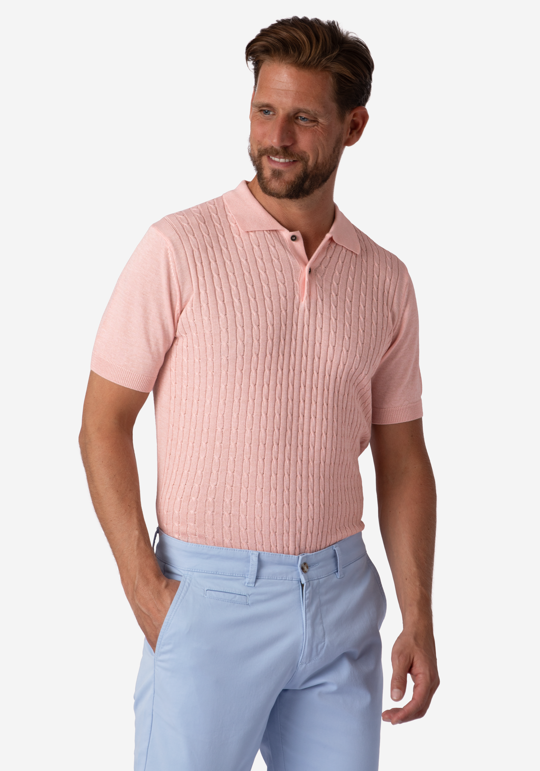 Faded Rose Braided Knitted Polo Shirt