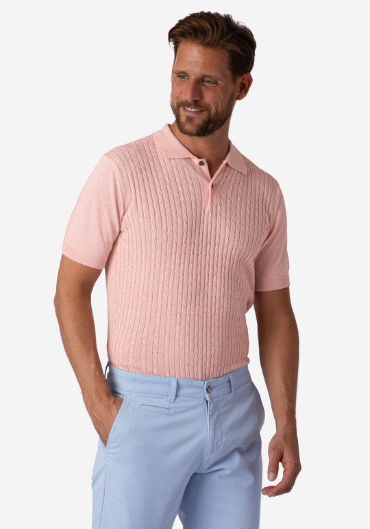 Faded Rose Braided Knitted Polo Shirt
