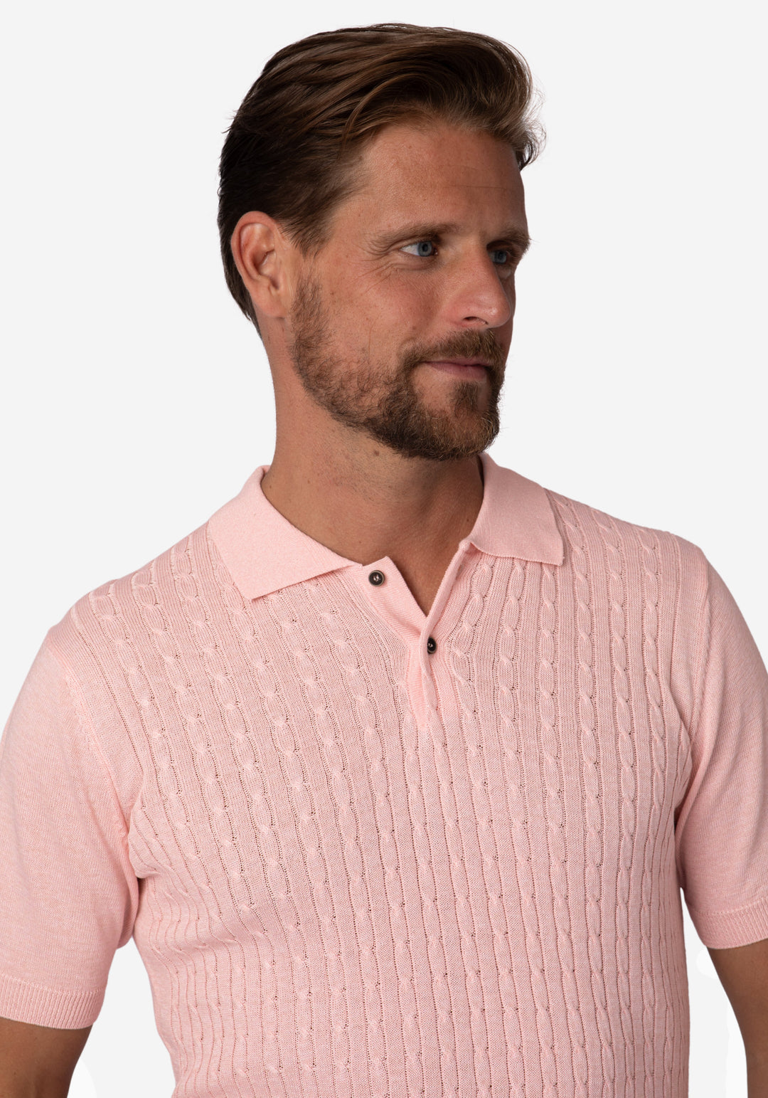 Faded Rose Braided Knitted Polo Shirt