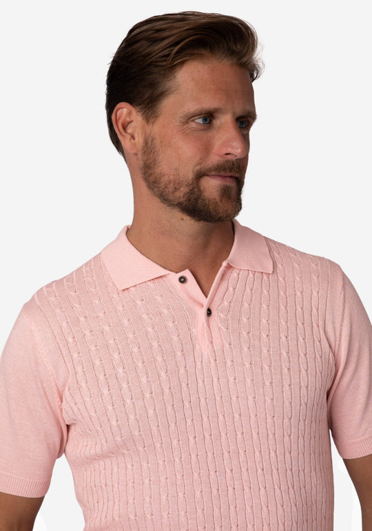 Faded Rose Braided Knitted Polo Shirt
