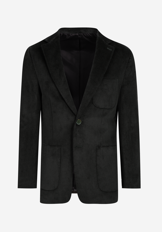 Slim Fit Dim Green Stripe Corduroy Blazer