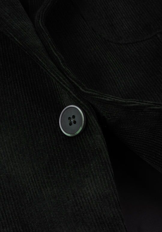 Slim Fit Dim Green Stripe Corduroy Blazer