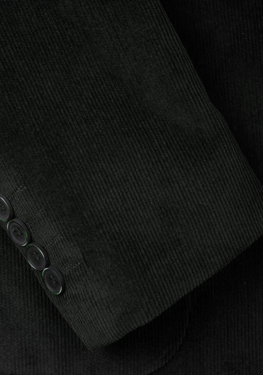 Slim Fit Dim Green Stripe Corduroy Blazer