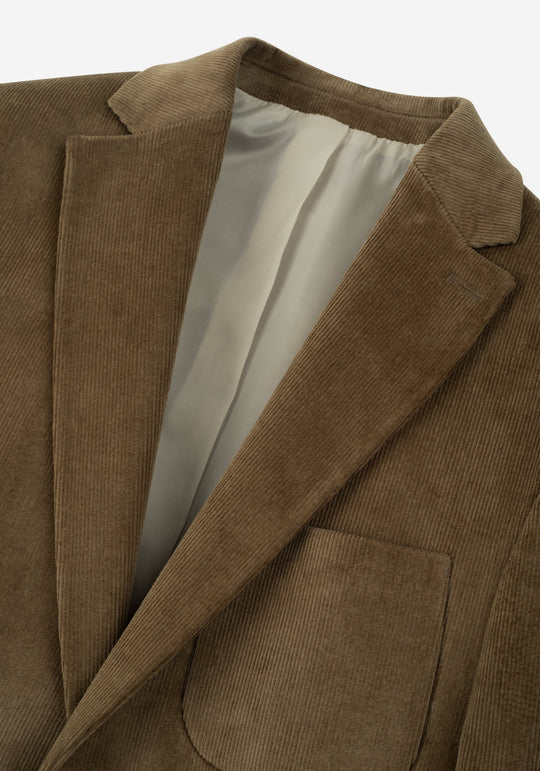 Slim Fit Honey Beige Stripe Corduroy Blazer