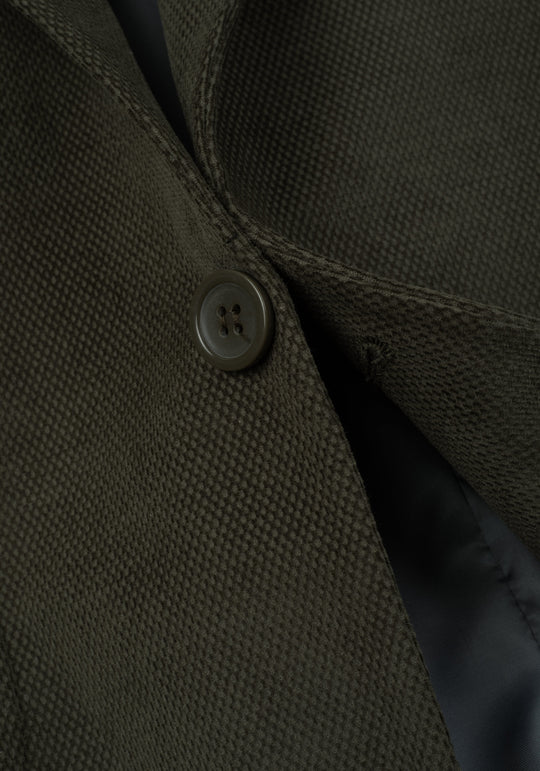Slim Fit Moss Green Dotted Pique Blazer