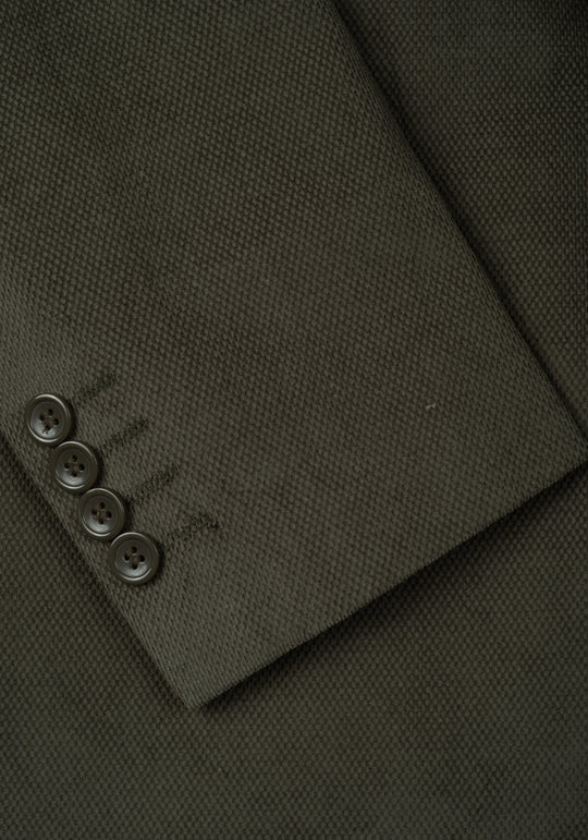 Slim Fit Moss Green Dotted Pique Blazer