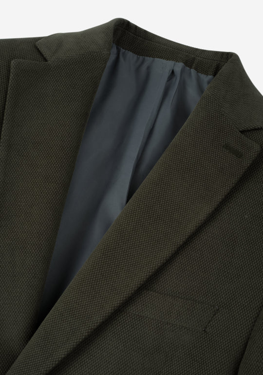 Slim Fit Moss Green Dotted Pique Blazer
