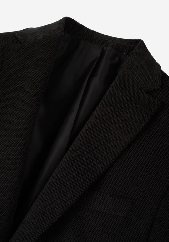 Slim Fit Vanta Black Dotted Pique Blazer