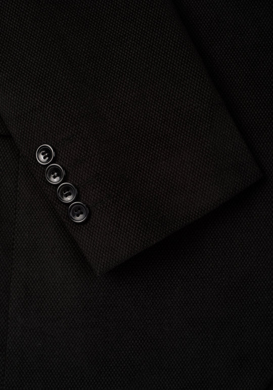 Slim Fit Vanta Black Dotted Pique Blazer