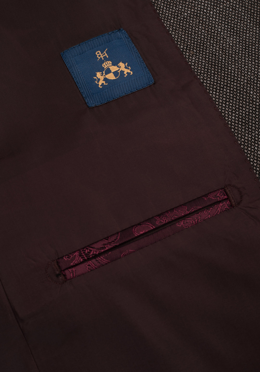 Contemporary Fit Rusty Brown Dotted Blazer