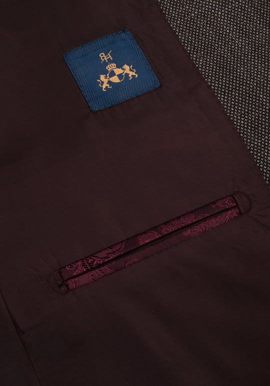 Contemporary Fit Rusty Brown Dotted Blazer