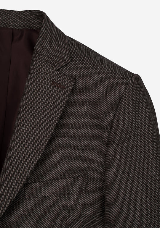 Contemporary Fit Rusty Brown Dotted Blazer