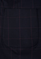 Contemporary Fit Dull Navy Red Checked Blazer