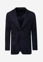 Contemporary Fit Dull Navy Red Checked Blazer