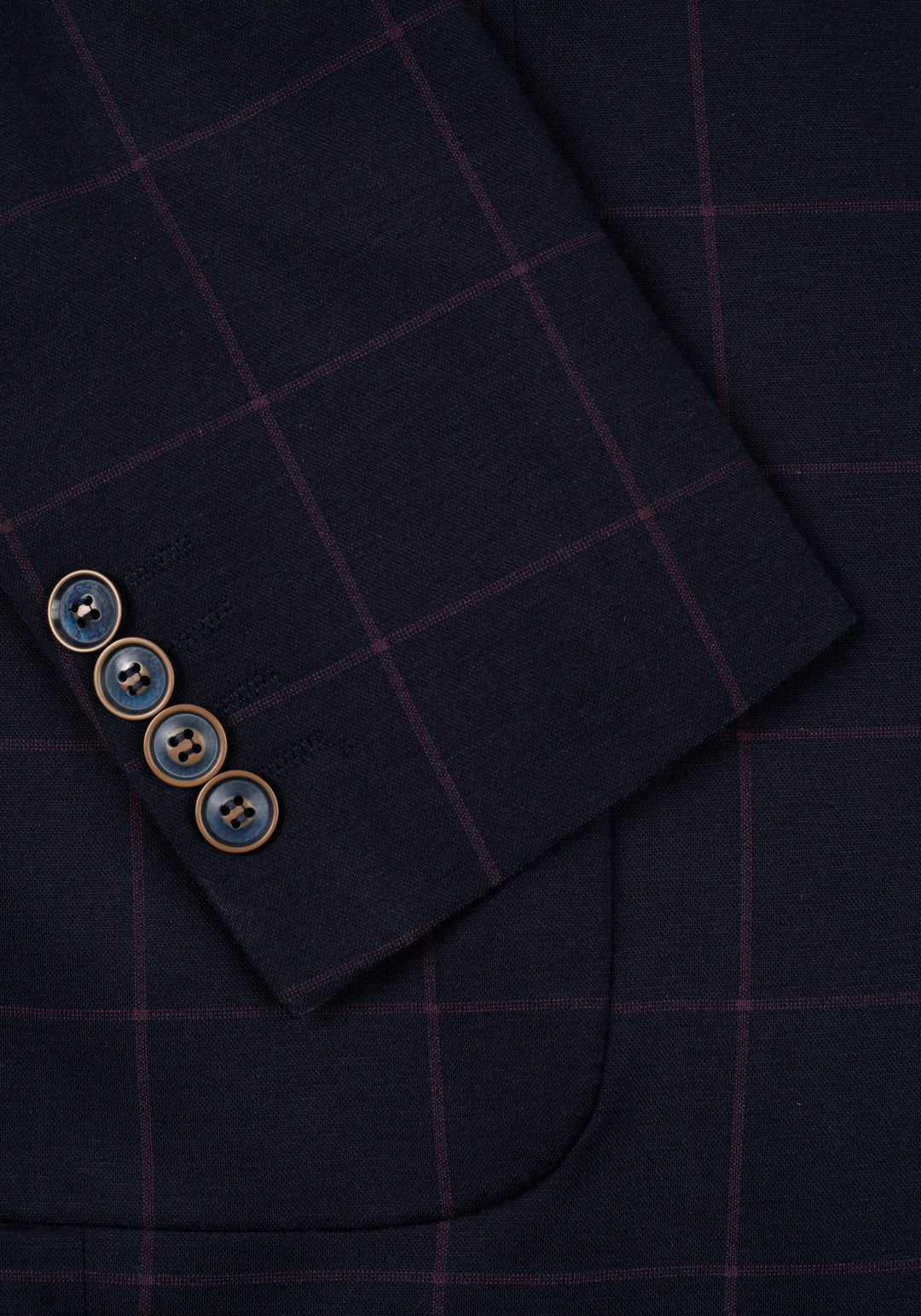 Contemporary Fit Dull Navy Red Checked Blazer