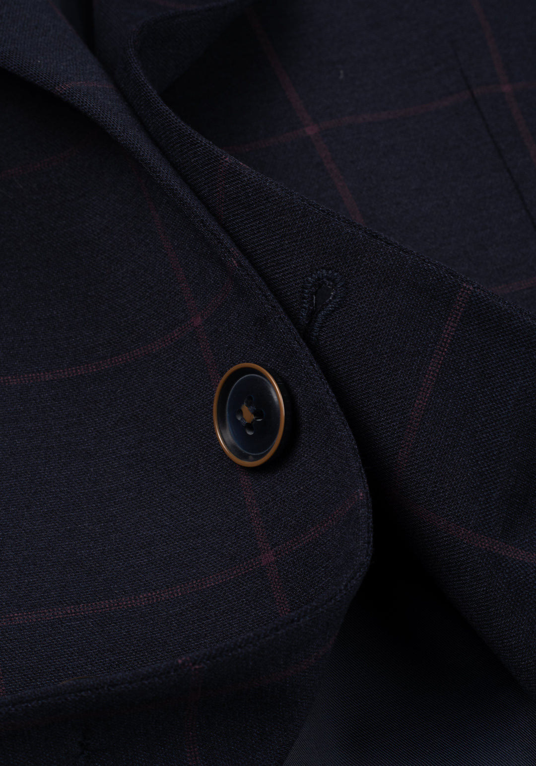 Contemporary Fit Dull Navy Red Checked Blazer