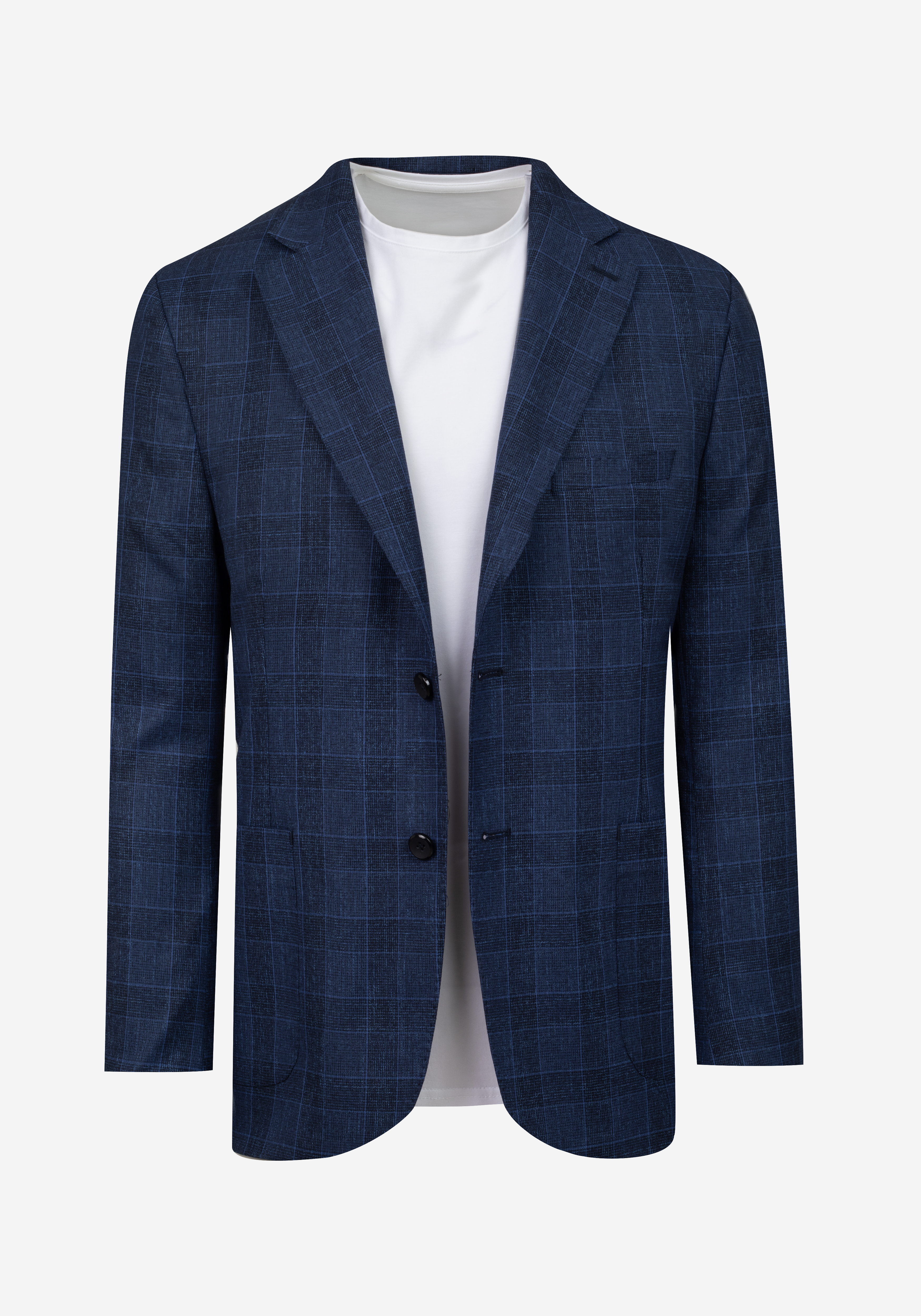 Contemporary Fit Dusk Blue Checked Blazer