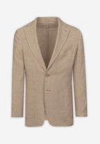 Contemporary Fit Sand Brown Dotted Linen Blend Blazer