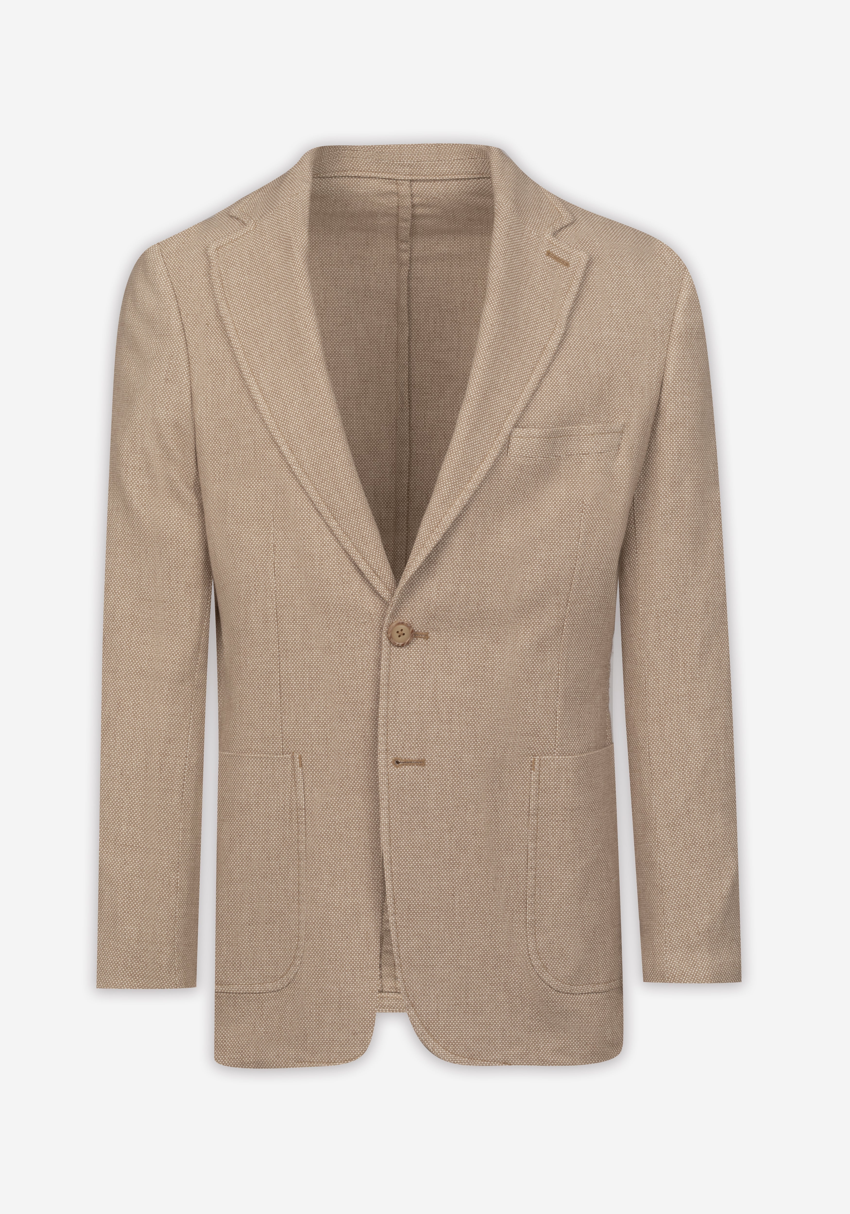 Contemporary Fit Sand Brown Dotted Linen Blend Blazer