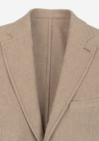 Contemporary Fit Sand Brown Dotted Linen Blend Blazer