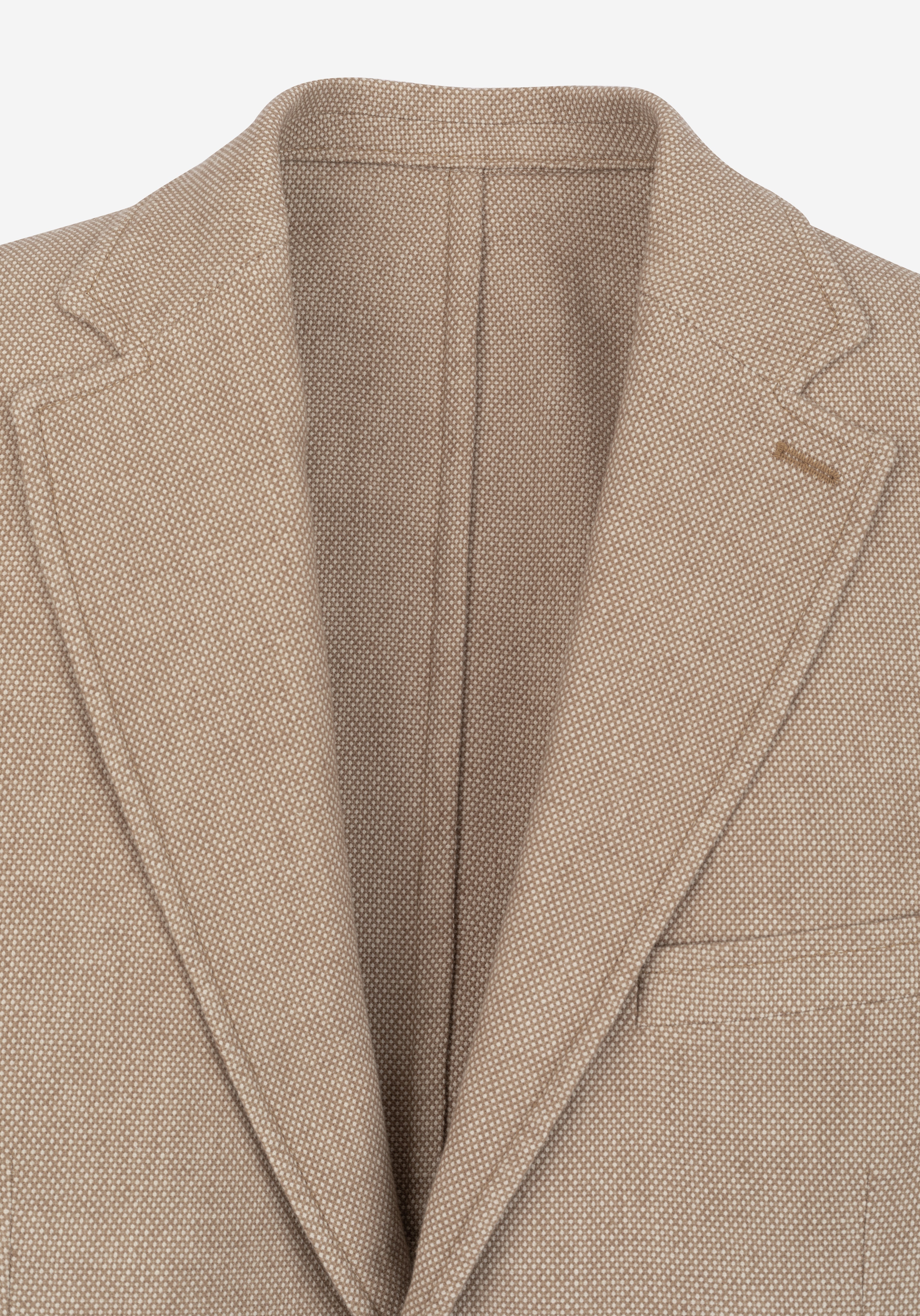 Contemporary Fit Sand Brown Dotted Linen Blend Blazer