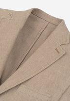 Contemporary Fit Sand Brown Dotted Linen Blend Blazer