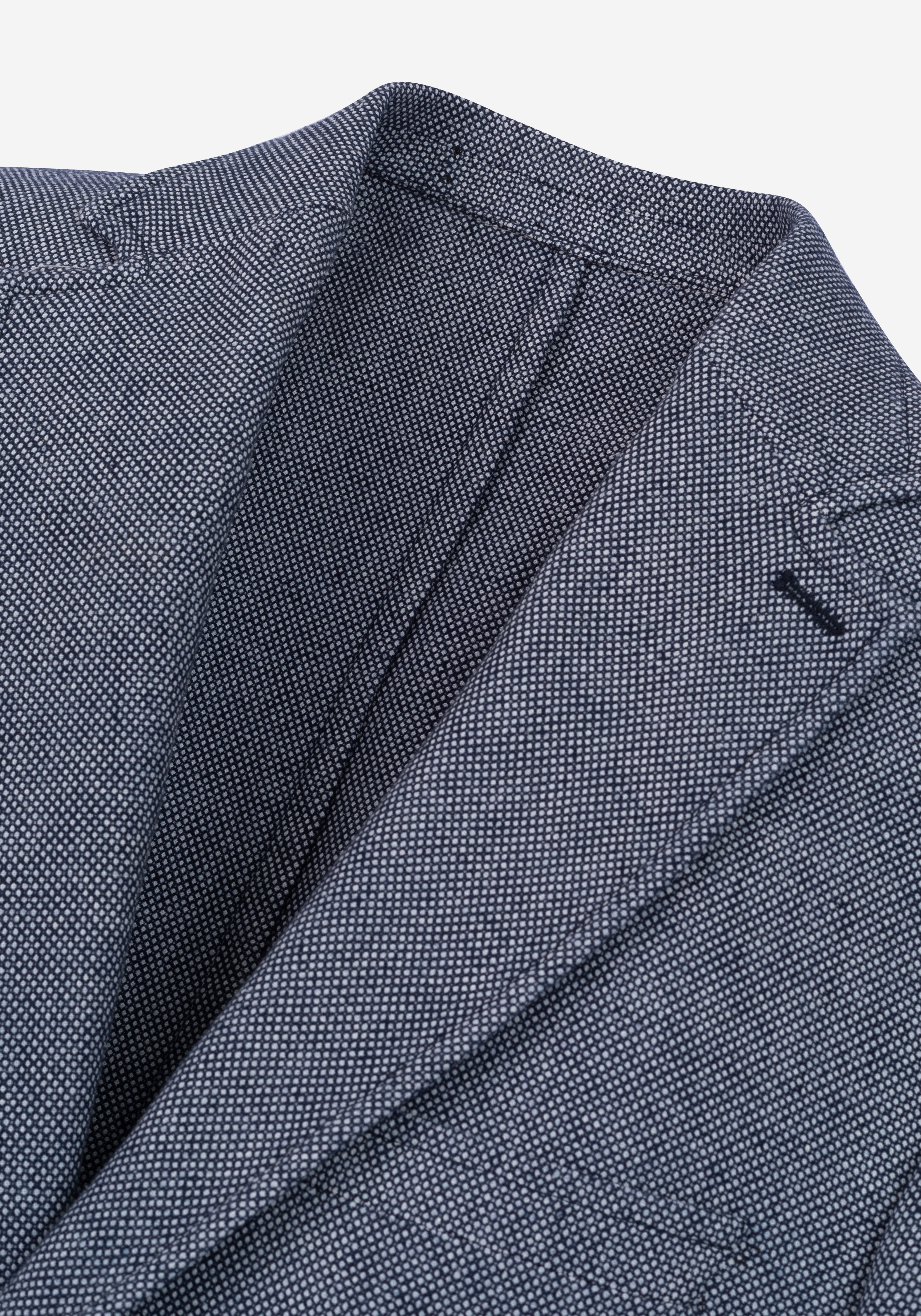 Contemporary Fit Vintage Navy Dotted Linen Blend Blazer