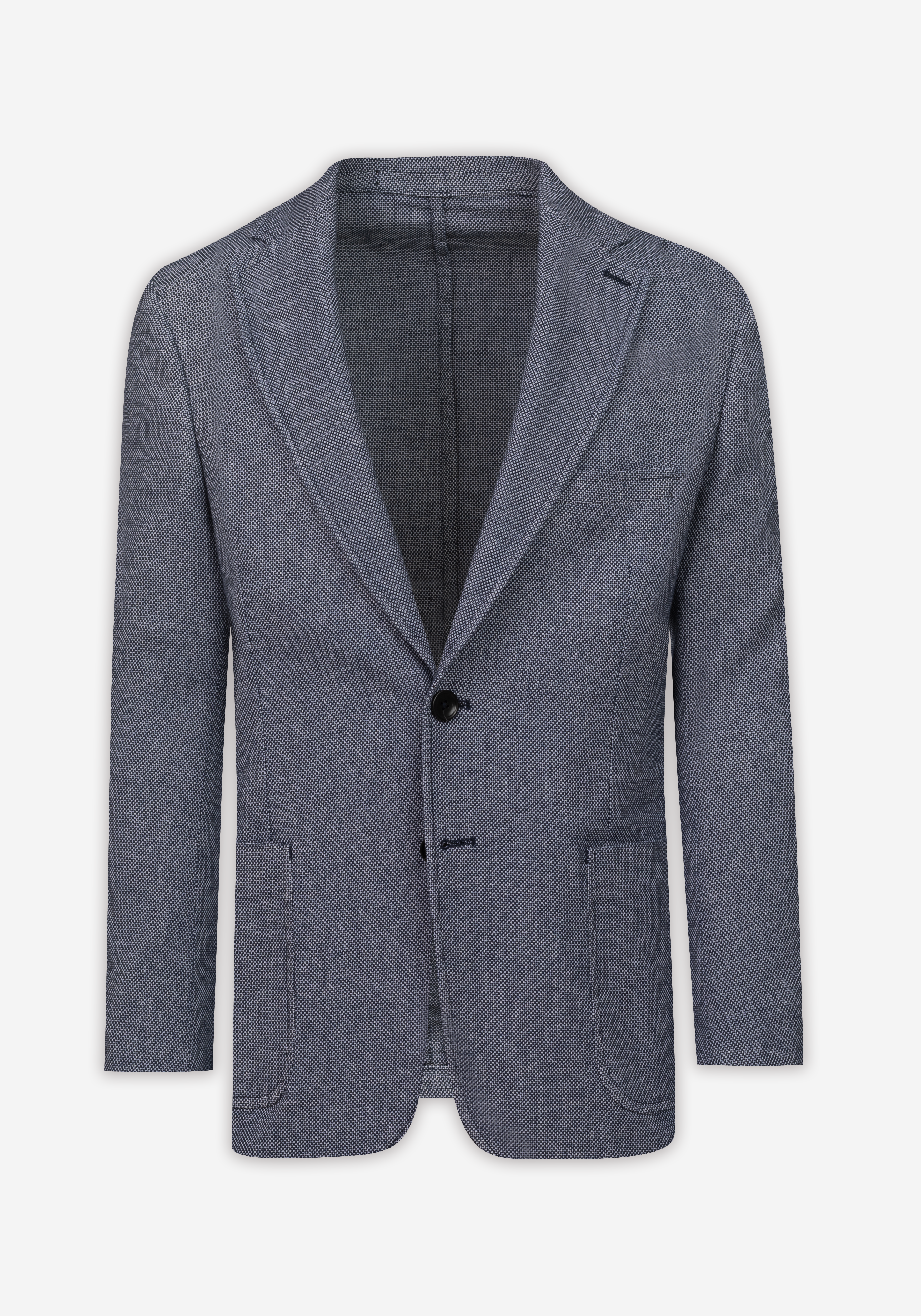 Contemporary Fit Vintage Navy Dotted Linen Blend Blazer