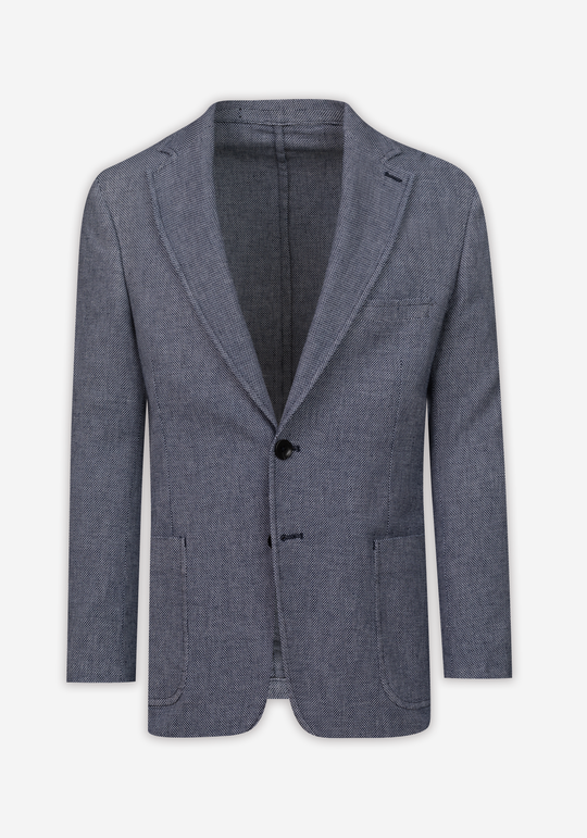 Contemporary Fit Vintage Navy Dotted Linen Blend Blazer