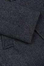 Navy Grizzle Grey Double-Breasted Herringbone Coat