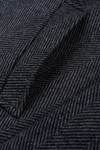 Navy Grizzle Grey Double-Breasted Herringbone Coat