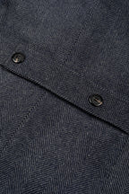 Navy Grizzle Grey Double-Breasted Herringbone Coat