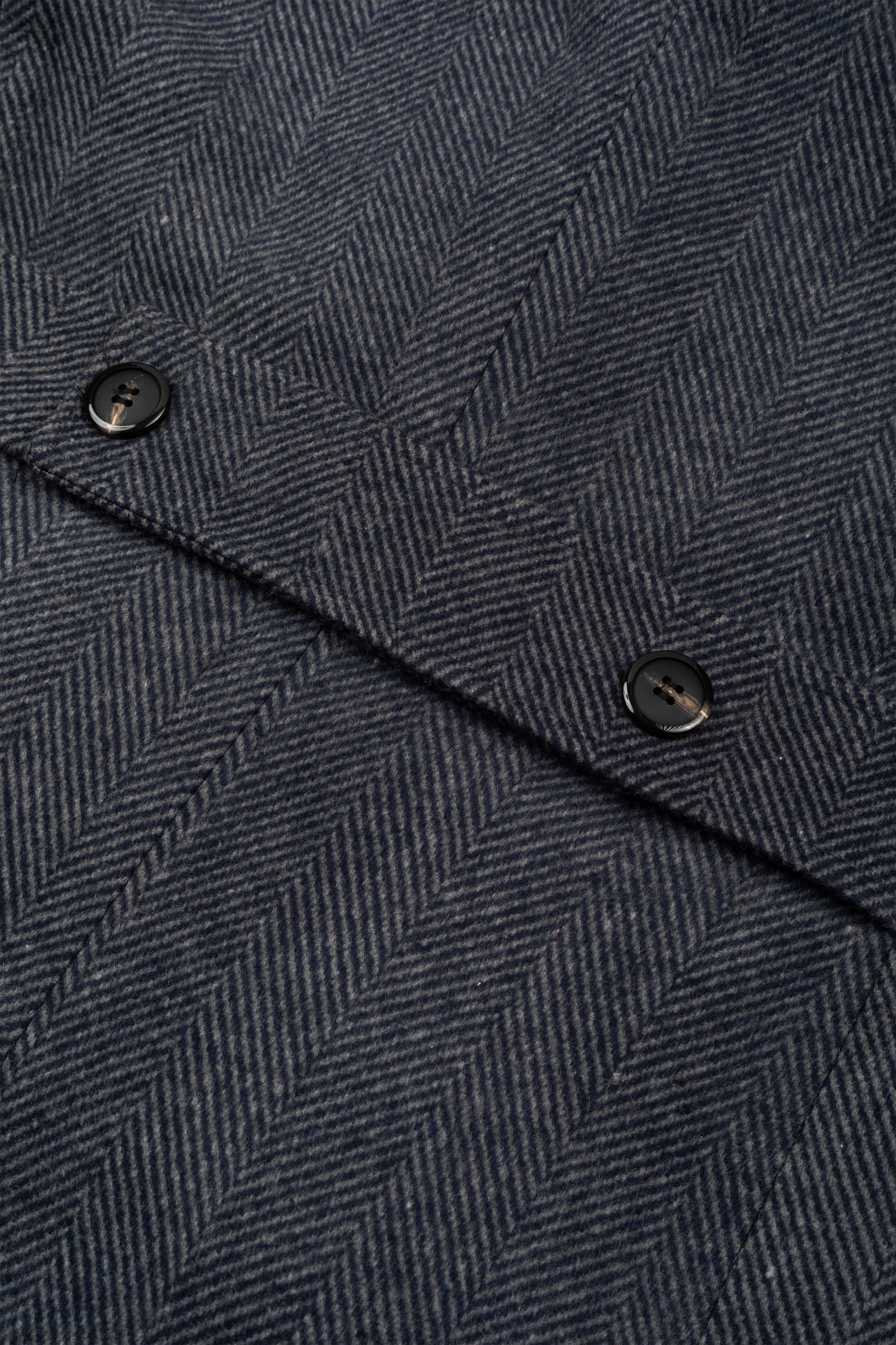 Navy Grizzle Grey Double-Breasted Herringbone Coat