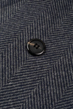 Navy Grizzle Grey Double-Breasted Herringbone Coat