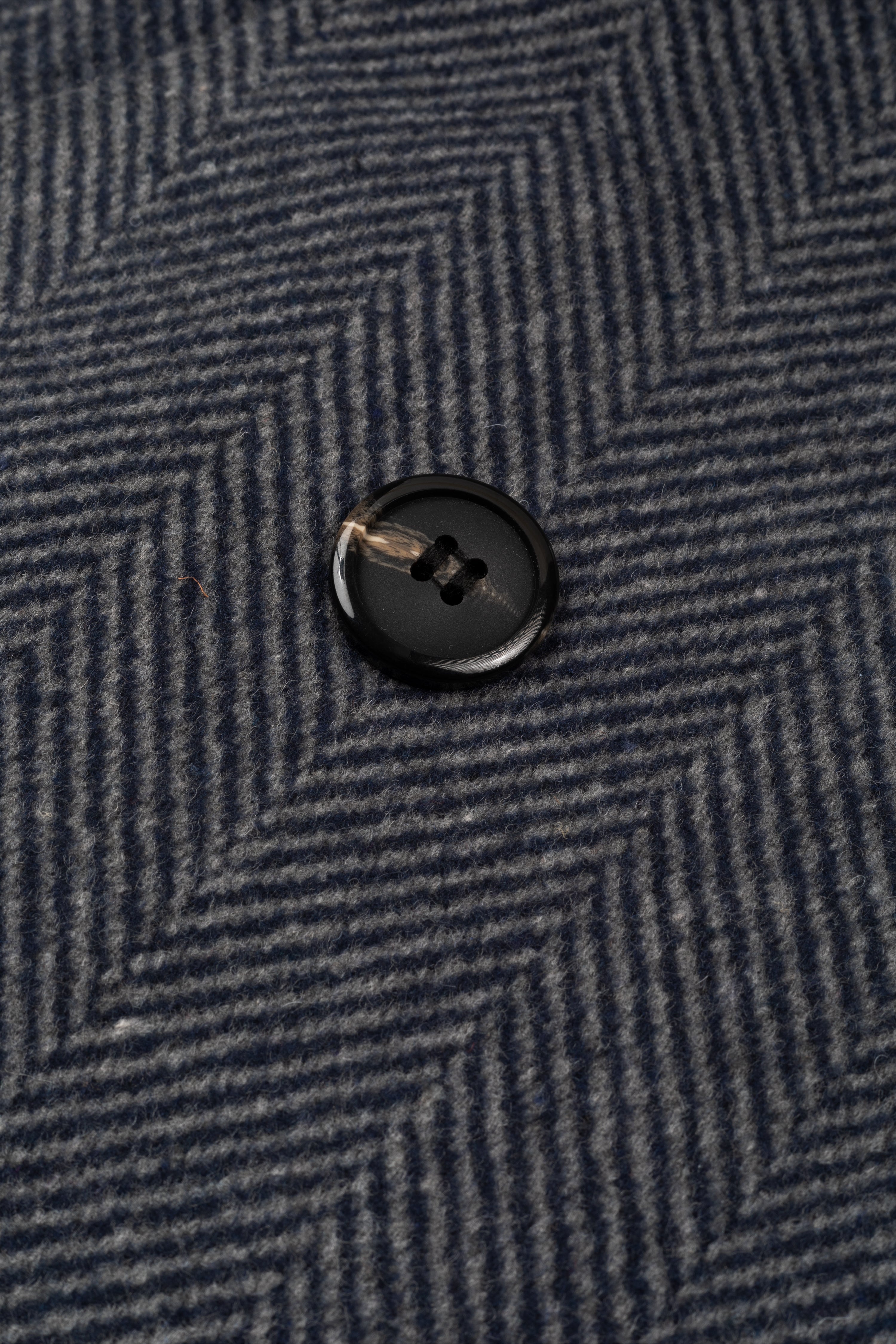 Navy Grizzle Grey Double-Breasted Herringbone Coat