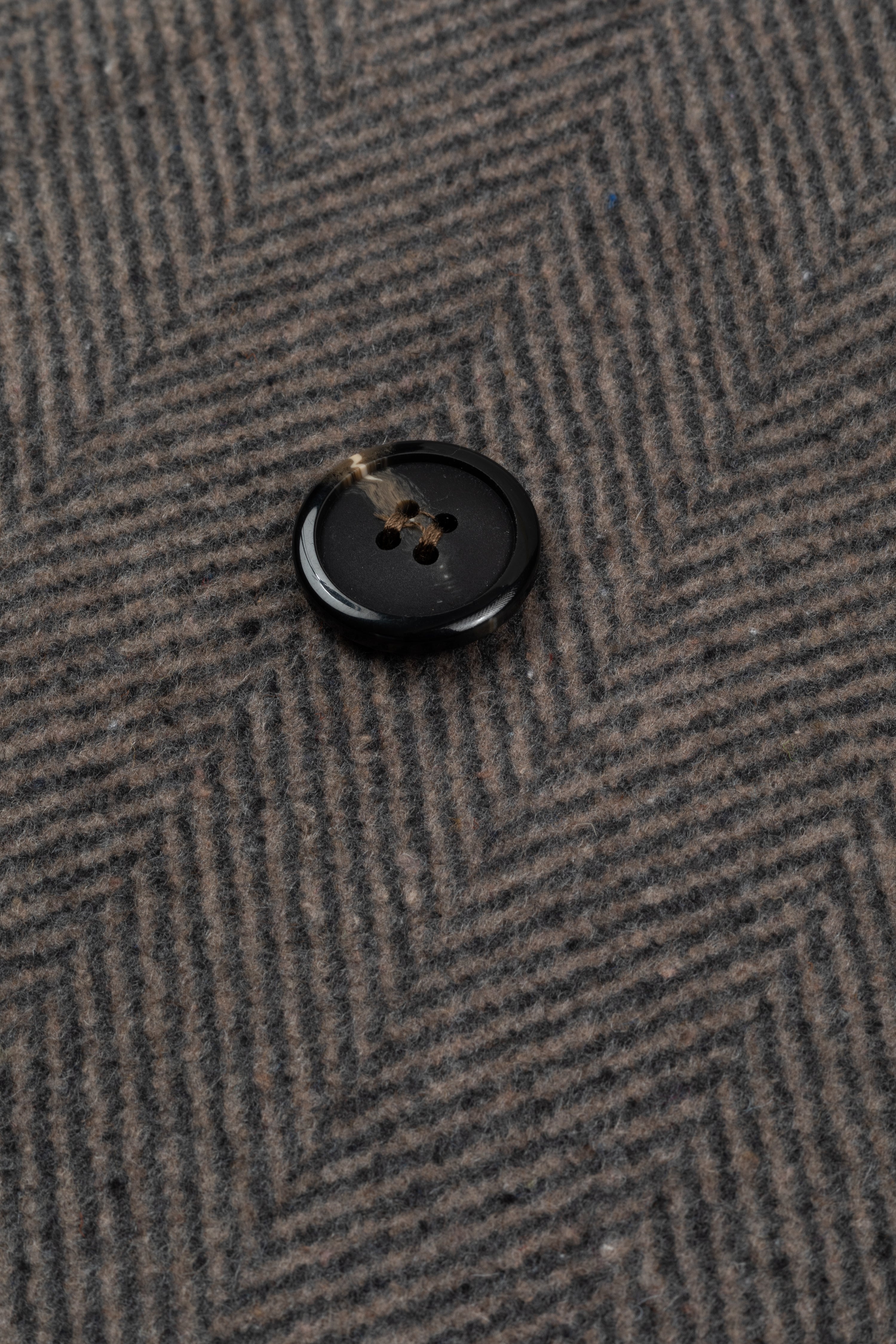 Dim Beige Double-Breasted Herringbone Coat