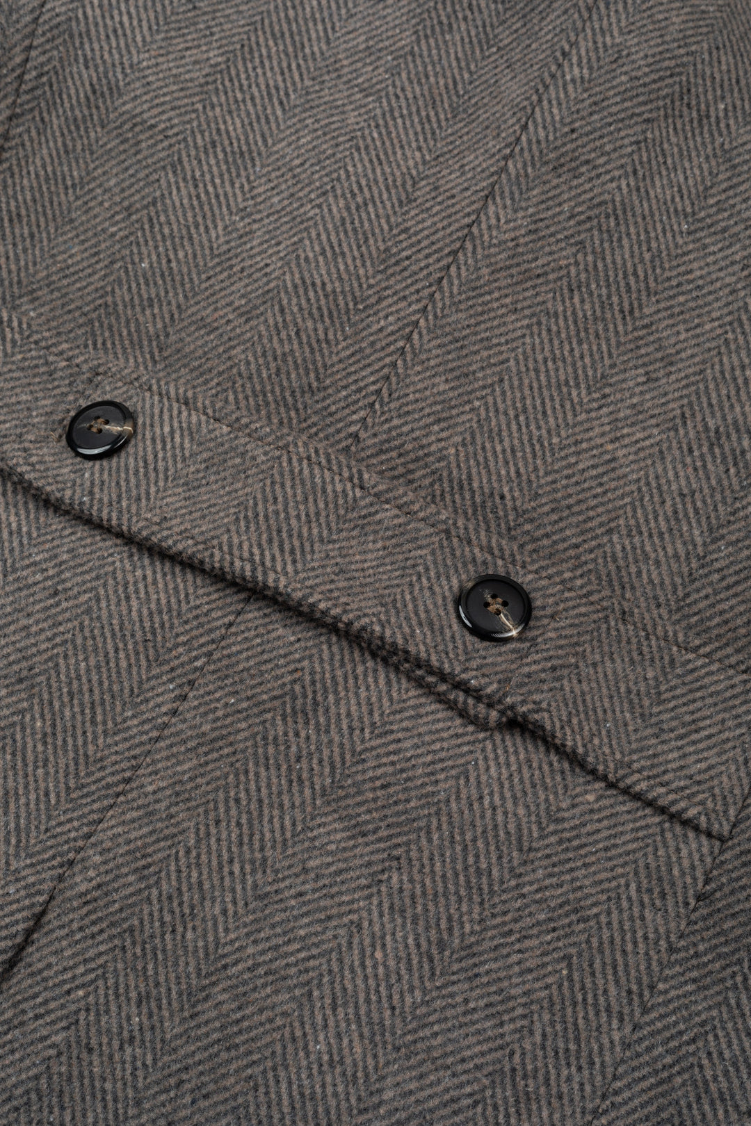 Dim Beige Double-Breasted Herringbone Coat