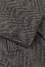 Dim Beige Double-Breasted Herringbone Coat