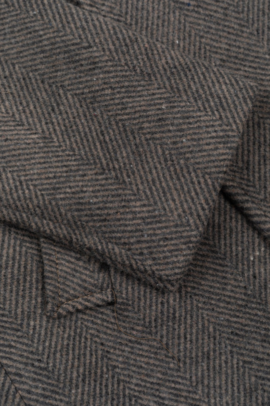 Dim Beige Double-Breasted Herringbone Coat