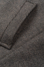 Dim Beige Double-Breasted Herringbone Coat