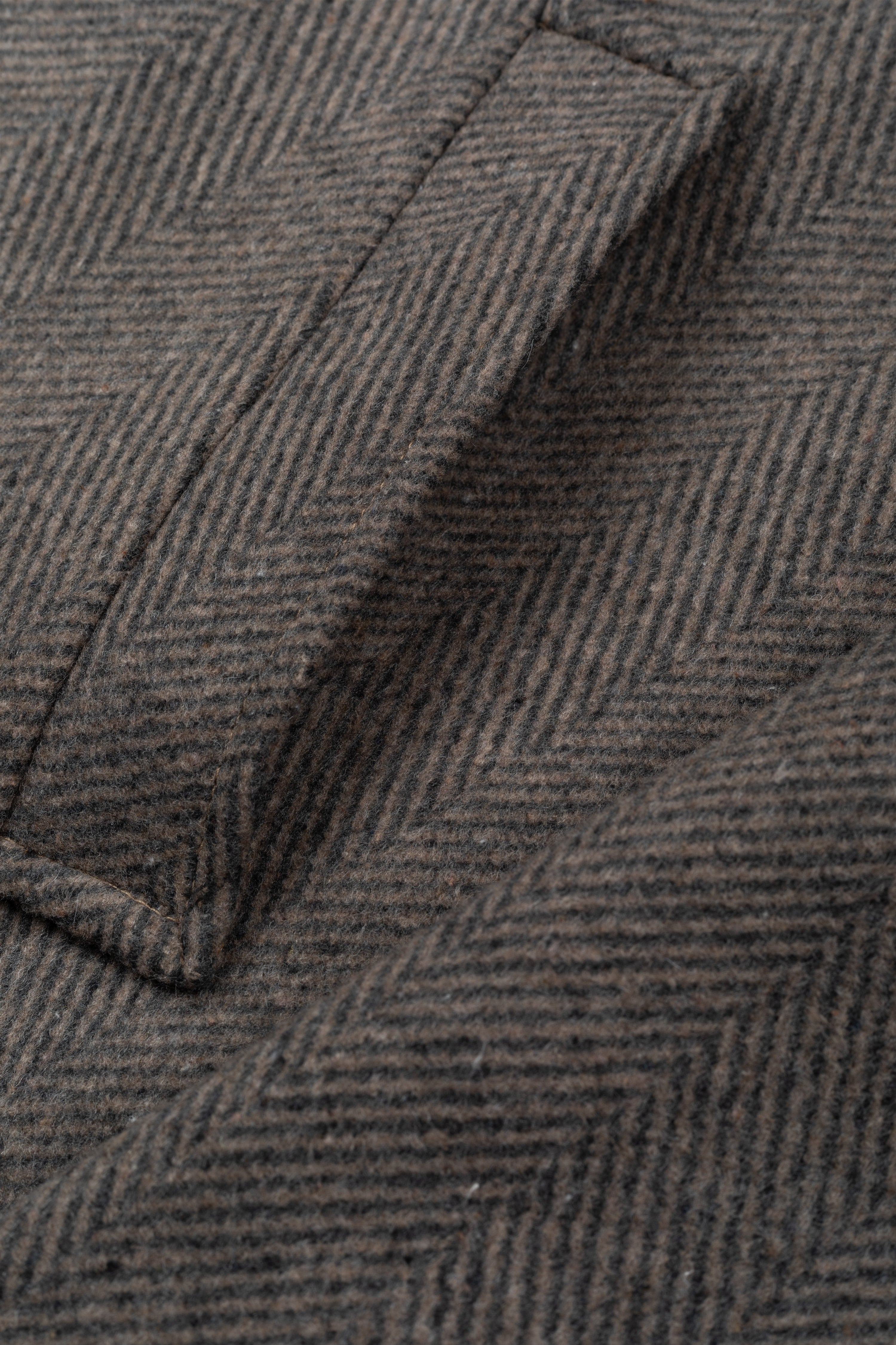 Dim Beige Double-Breasted Herringbone Coat