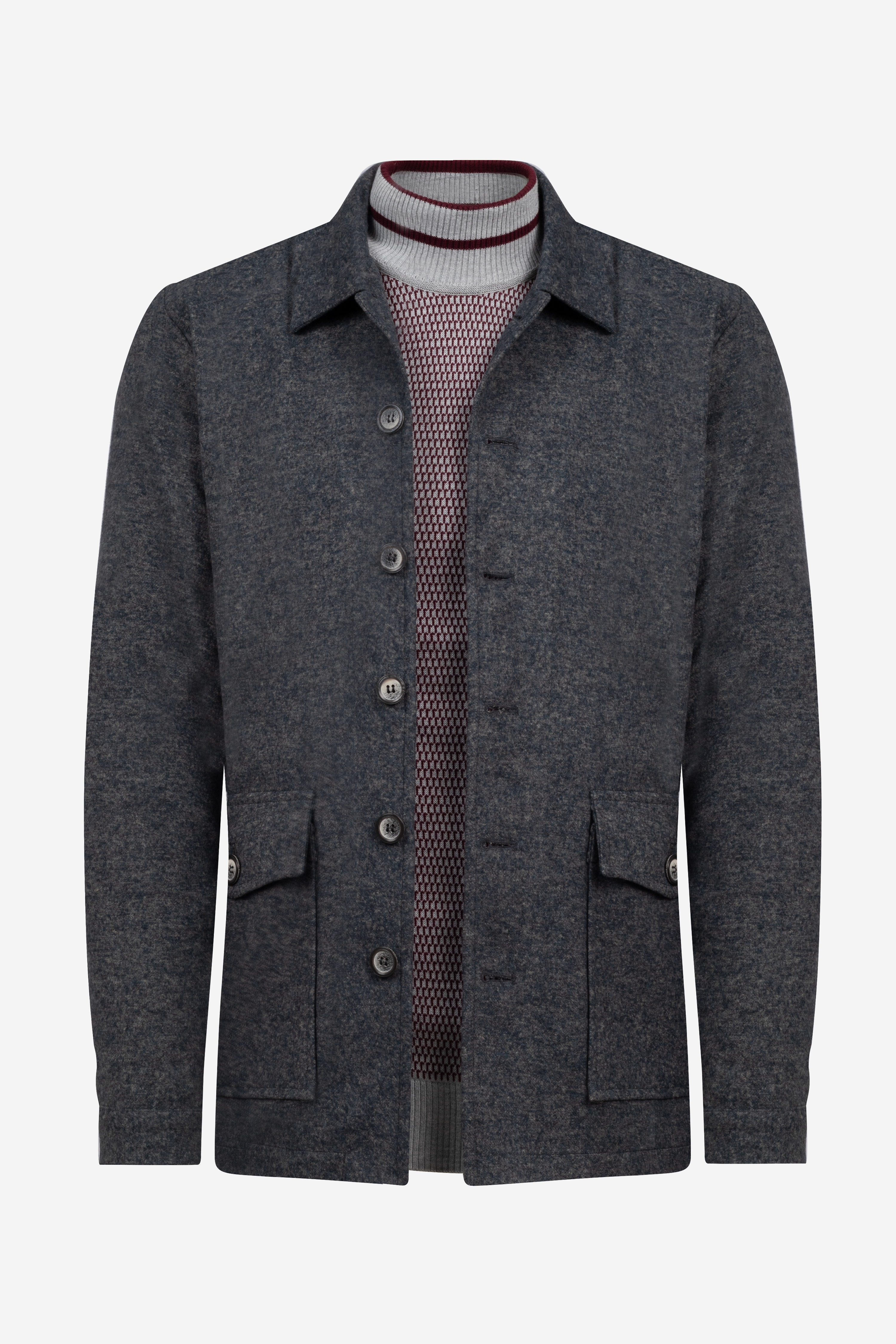 Mist Grey Wool Feel Overshirt