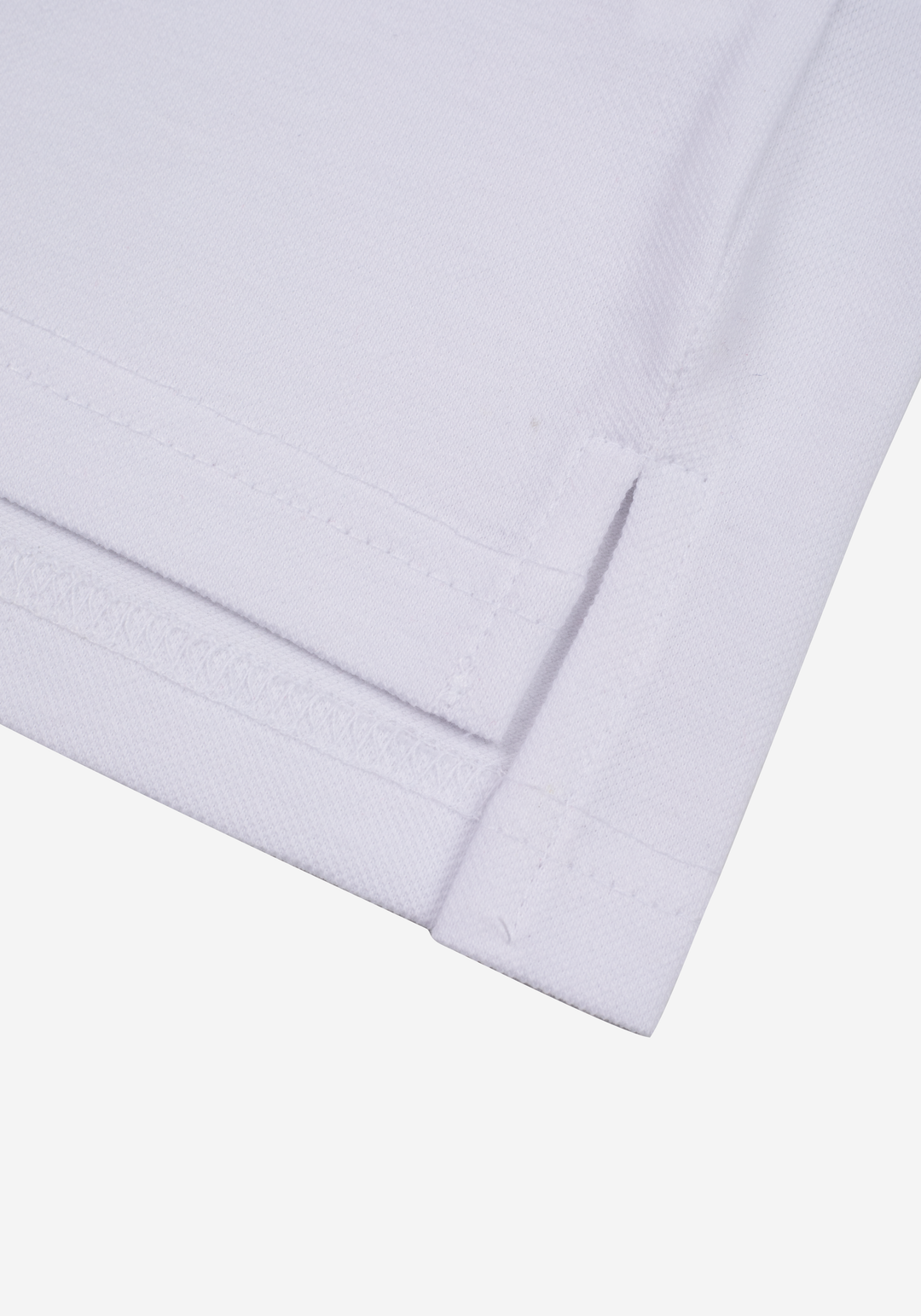 Pearl White Cotton Parti-Colored Polo Shirt - Long Sleeve
