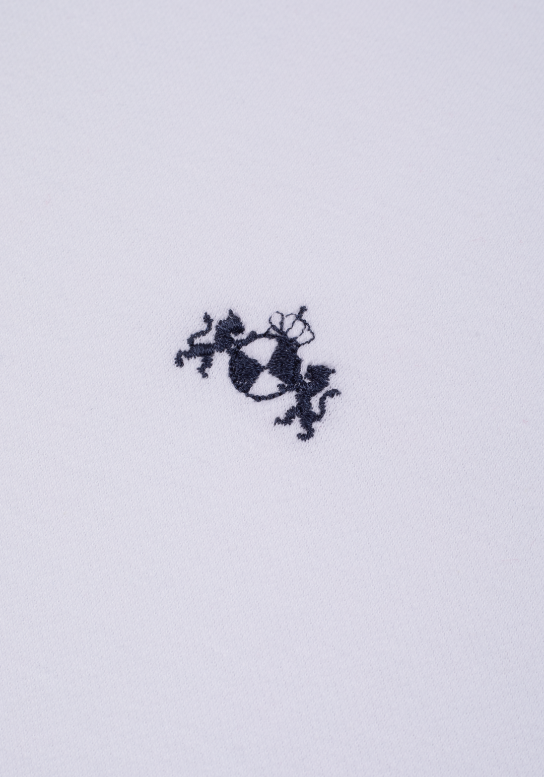 Cloud White Cotton Parti-Colored Polo Shirt - Long Sleeve