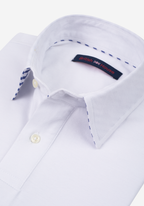Cloud White Cotton Parti-Colored Polo Shirt - Long Sleeve