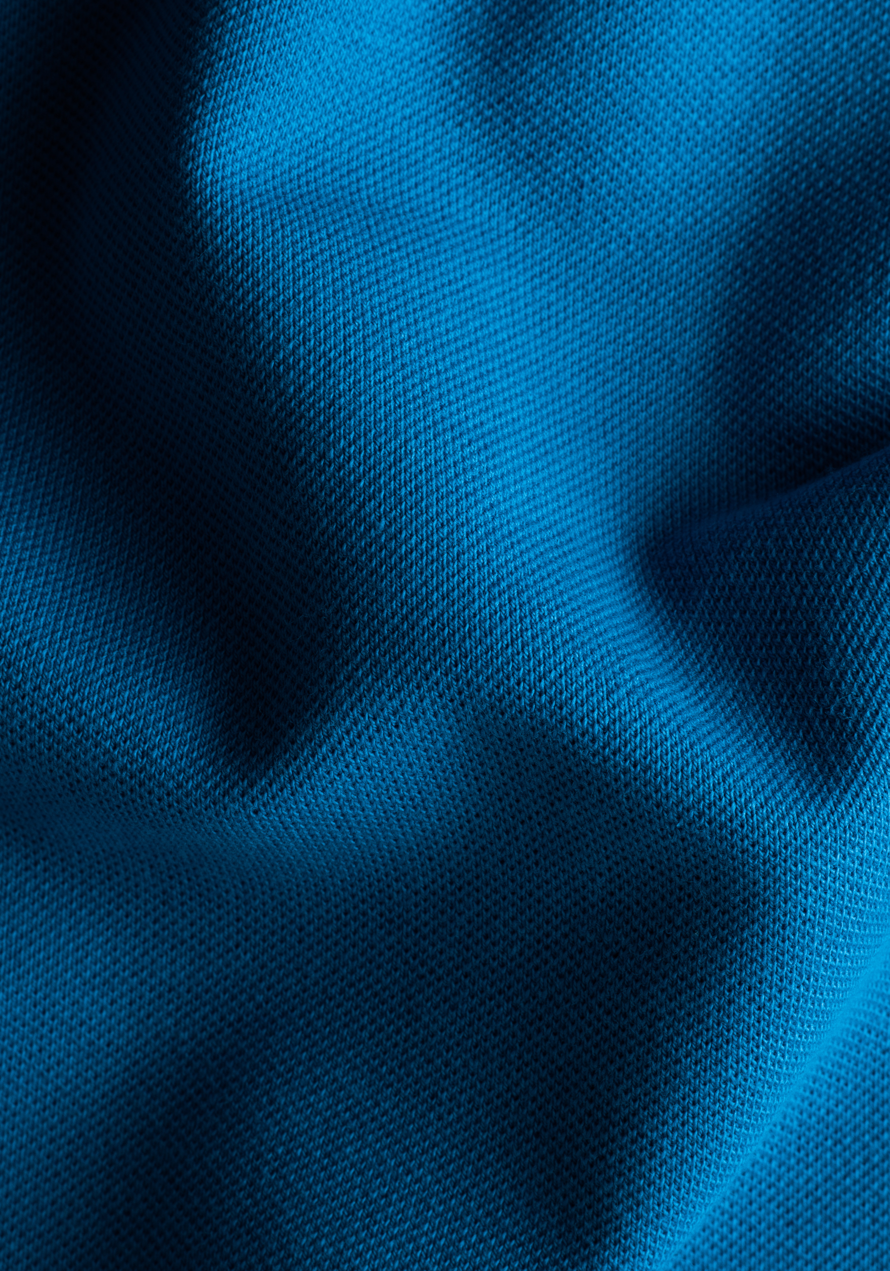 Tropical Blue Cotton Polo Shirt - Long Sleeve