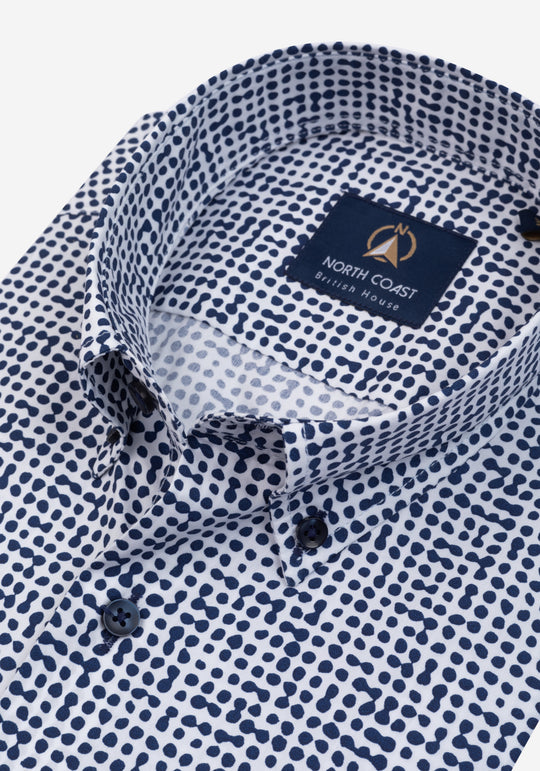 Frost Navy Dotted Poplin Shirt