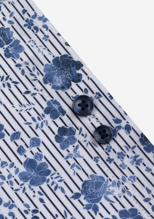 Ocean Blue Floral Poplin Shirt