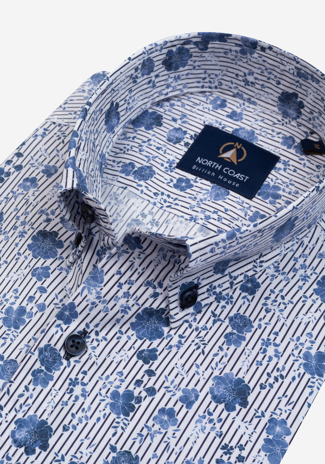 Ocean Blue Floral Poplin Shirt