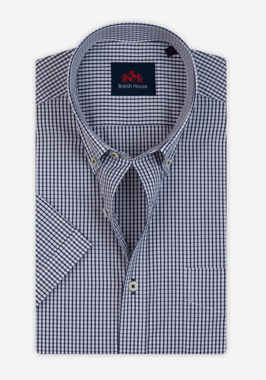 Royal Navy Checked Poplin Shirt - Short Sleeve